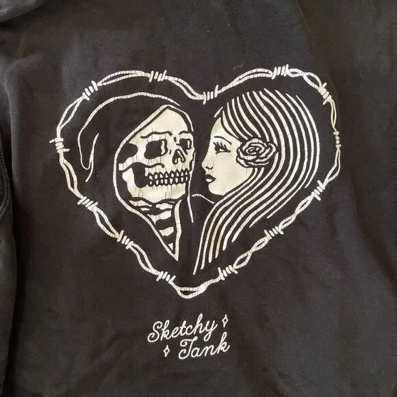 Lurking Class Sketchy Tank Hoodie Men S (no Tag) Black Heart Death Skeleton Love - Picture 2 of 6